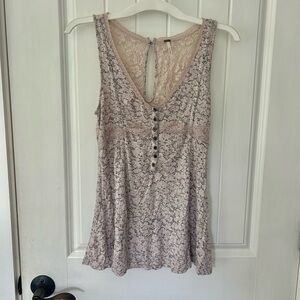 Free People Soft Button Down Y2K Lace Top